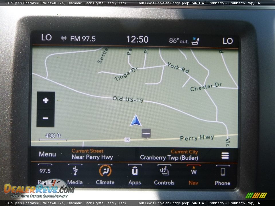 2019 Jeep Cherokee Trailhawk 4x4 Diamond Black Crystal Pearl / Black Photo #19