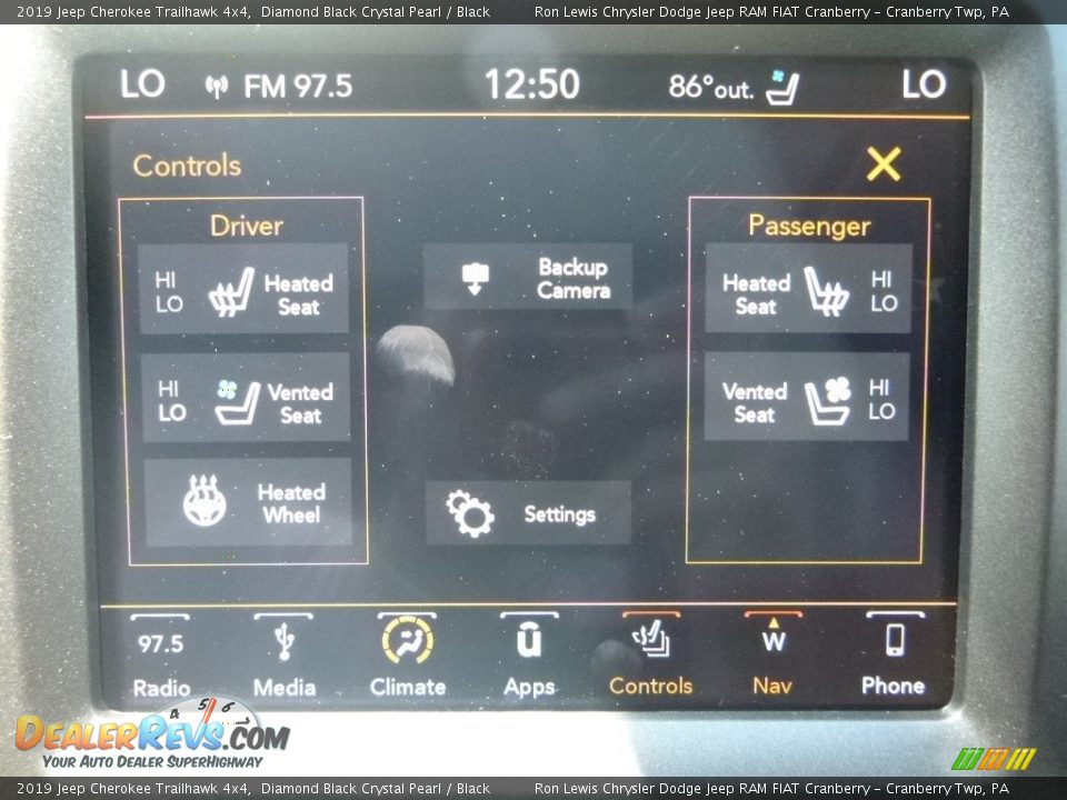 2019 Jeep Cherokee Trailhawk 4x4 Diamond Black Crystal Pearl / Black Photo #20