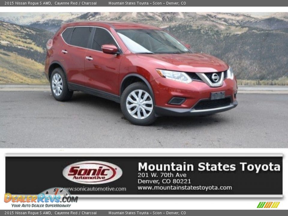 2015 Nissan Rogue S AWD Cayenne Red / Charcoal Photo #1