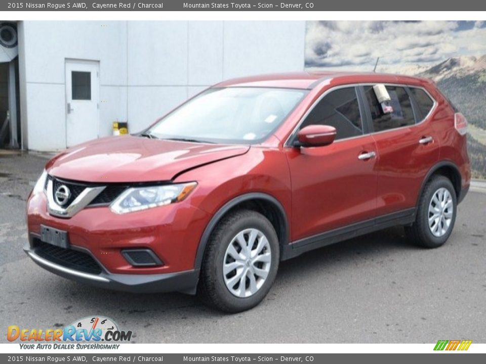 2015 Nissan Rogue S AWD Cayenne Red / Charcoal Photo #2