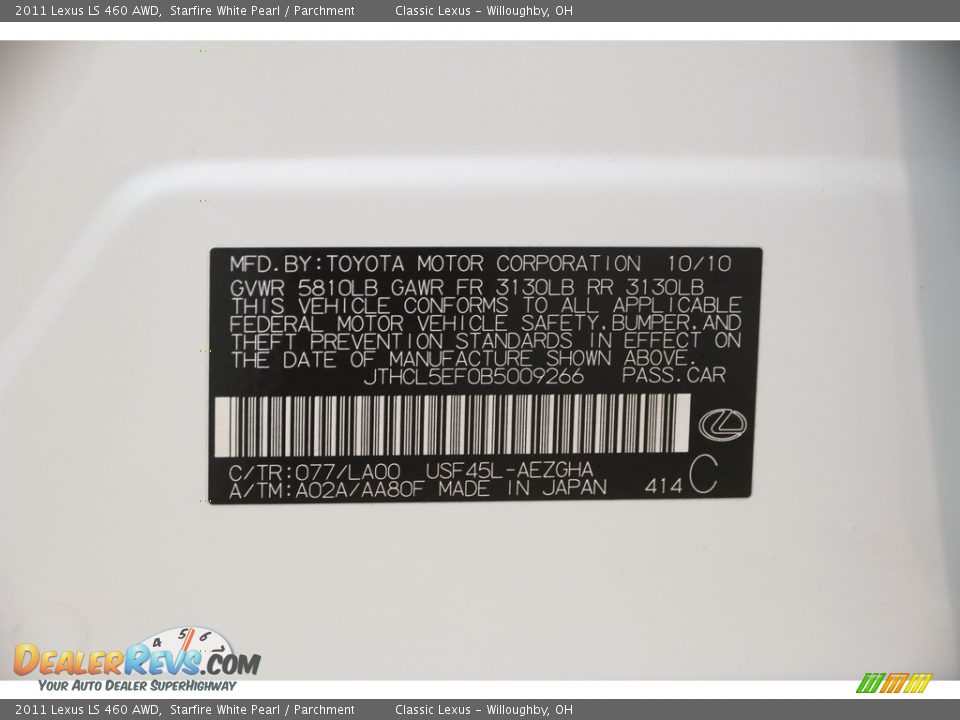 2011 Lexus LS 460 AWD Starfire White Pearl / Parchment Photo #28