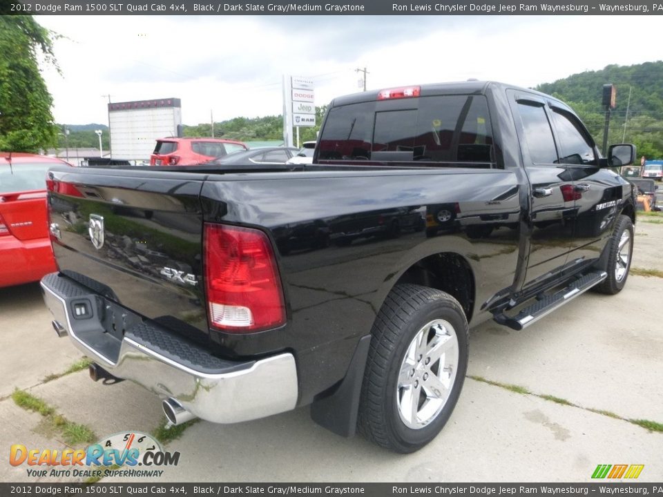 2012 Dodge Ram 1500 SLT Quad Cab 4x4 Black / Dark Slate Gray/Medium Graystone Photo #5