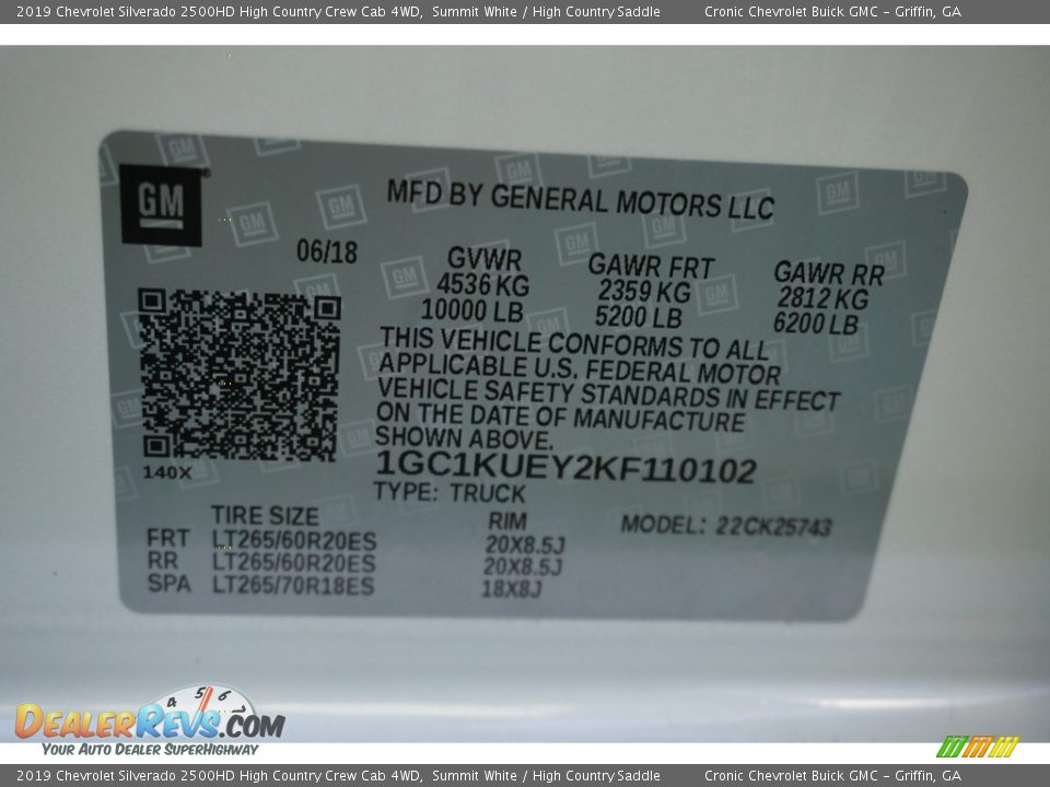2019 Chevrolet Silverado 2500HD High Country Crew Cab 4WD Summit White / High Country Saddle Photo #16
