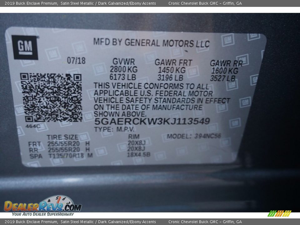 2019 Buick Enclave Premium Satin Steel Metallic / Dark Galvanized/Ebony Accents Photo #16