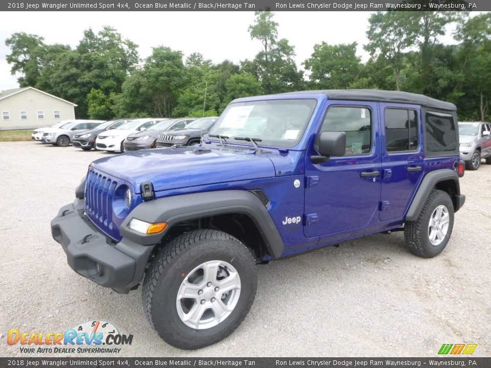 2018 Jeep Wrangler Unlimited Sport 4x4 Ocean Blue Metallic / Black/Heritage Tan Photo #1