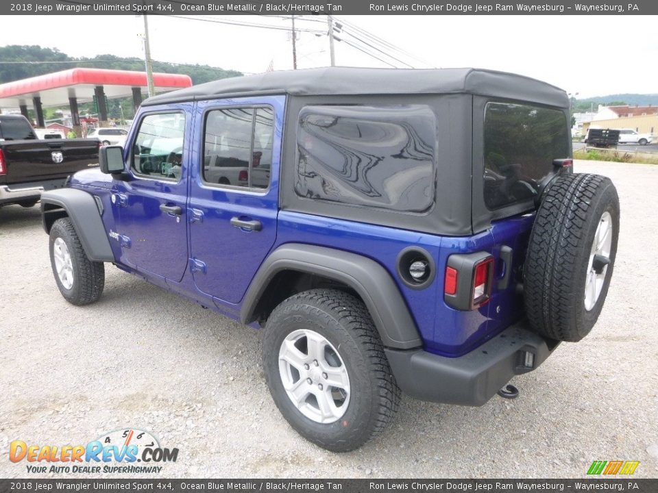 2018 Jeep Wrangler Unlimited Sport 4x4 Ocean Blue Metallic / Black/Heritage Tan Photo #3