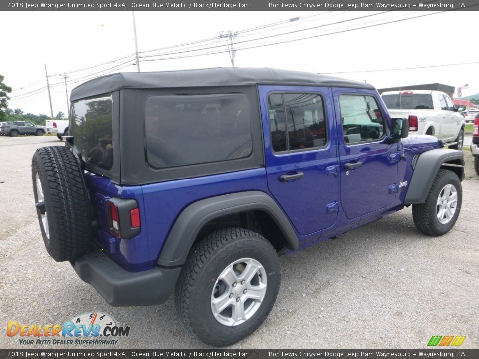 2018 Jeep Wrangler Unlimited Sport 4x4 Ocean Blue Metallic / Black/Heritage Tan Photo #5