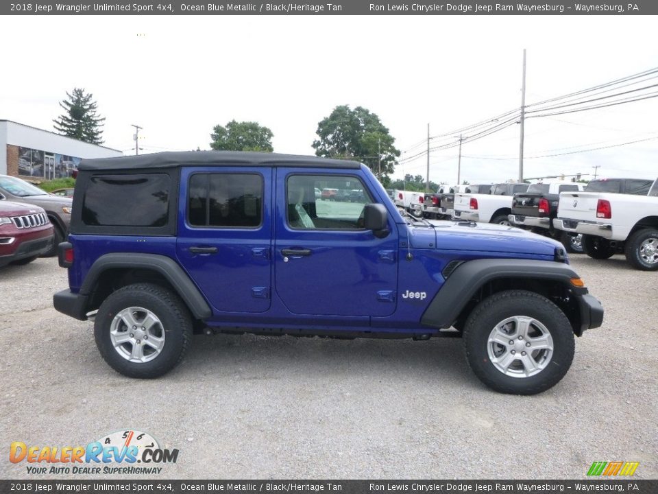 2018 Jeep Wrangler Unlimited Sport 4x4 Ocean Blue Metallic / Black/Heritage Tan Photo #6