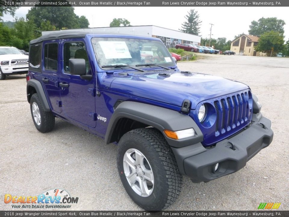 2018 Jeep Wrangler Unlimited Sport 4x4 Ocean Blue Metallic / Black/Heritage Tan Photo #7