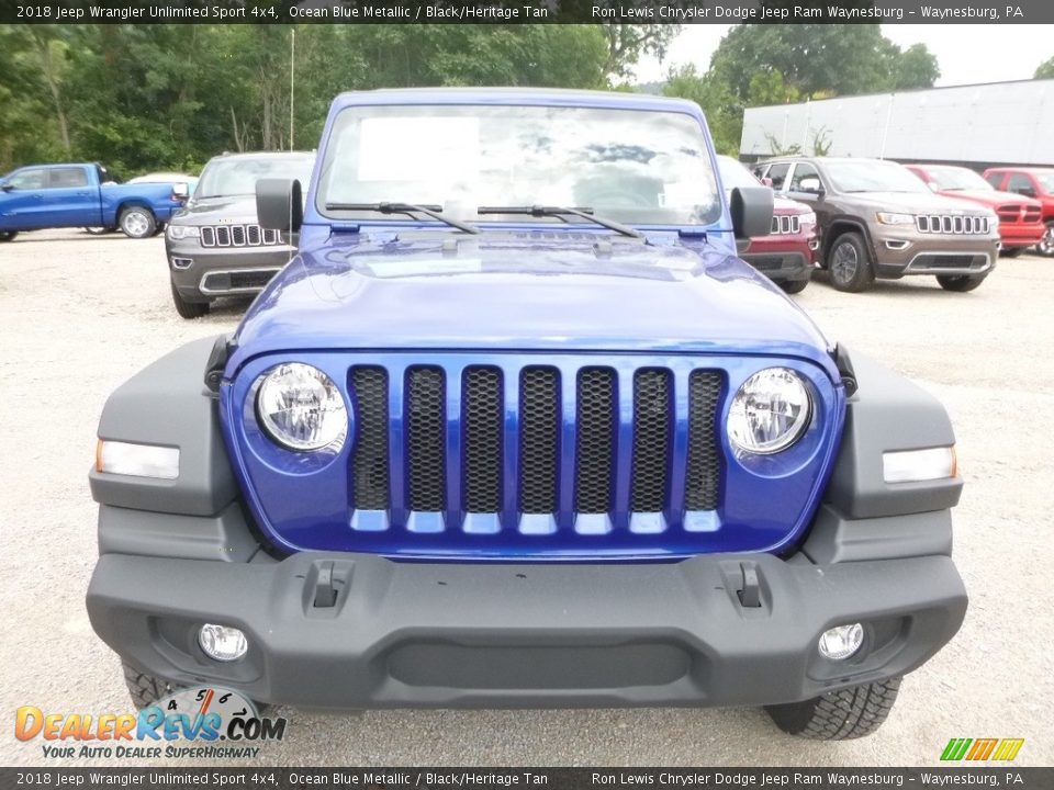 2018 Jeep Wrangler Unlimited Sport 4x4 Ocean Blue Metallic / Black/Heritage Tan Photo #8