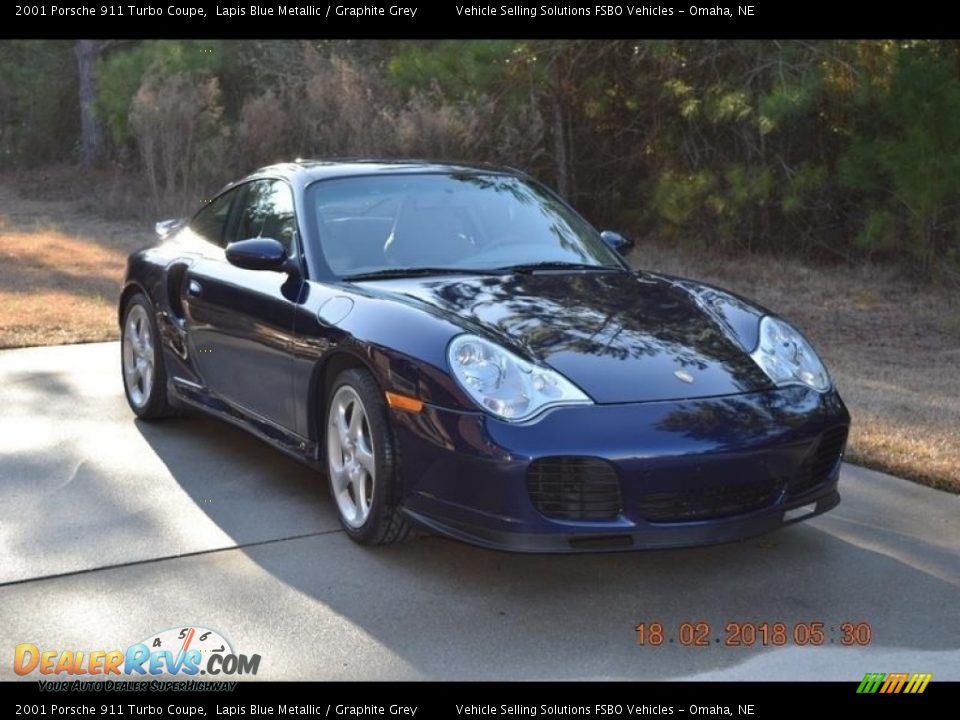 2001 Porsche 911 Turbo Coupe Lapis Blue Metallic / Graphite Grey Photo #6