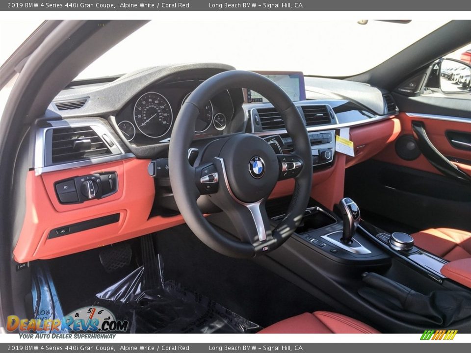 2019 BMW 4 Series 440i Gran Coupe Alpine White / Coral Red Photo #6
