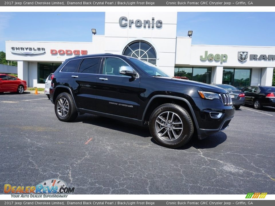 2017 Jeep Grand Cherokee Limited Diamond Black Crystal Pearl / Black/Light Frost Beige Photo #1