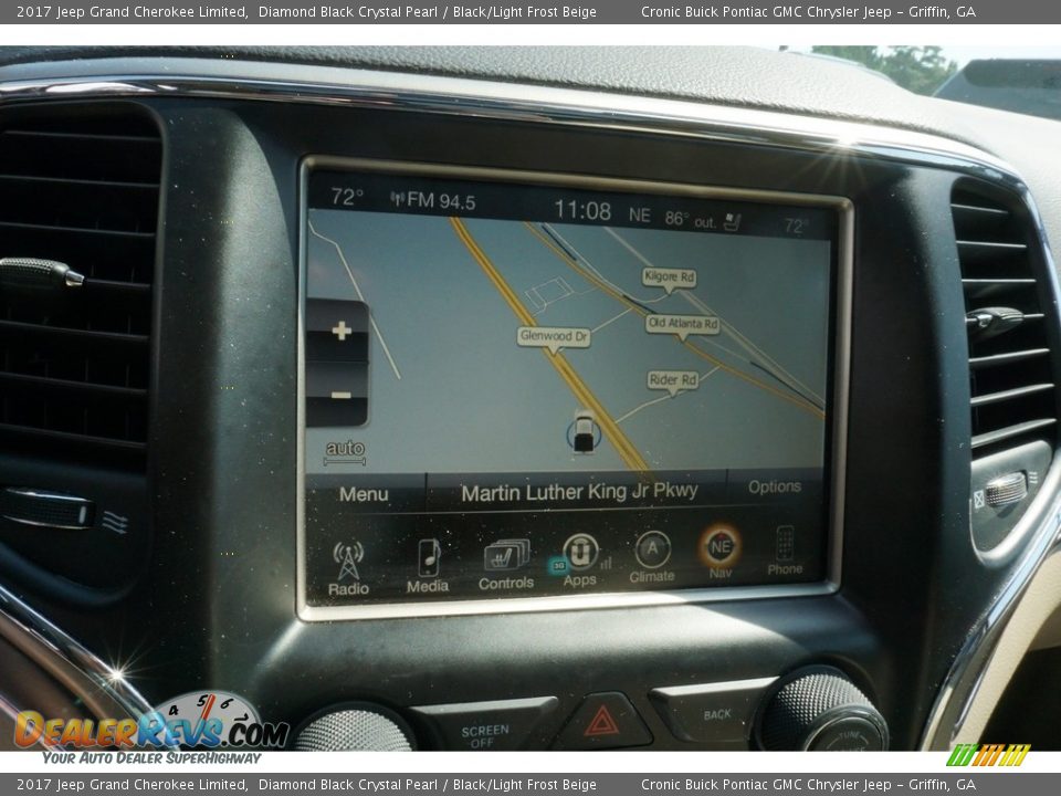 2017 Jeep Grand Cherokee Limited Diamond Black Crystal Pearl / Black/Light Frost Beige Photo #7