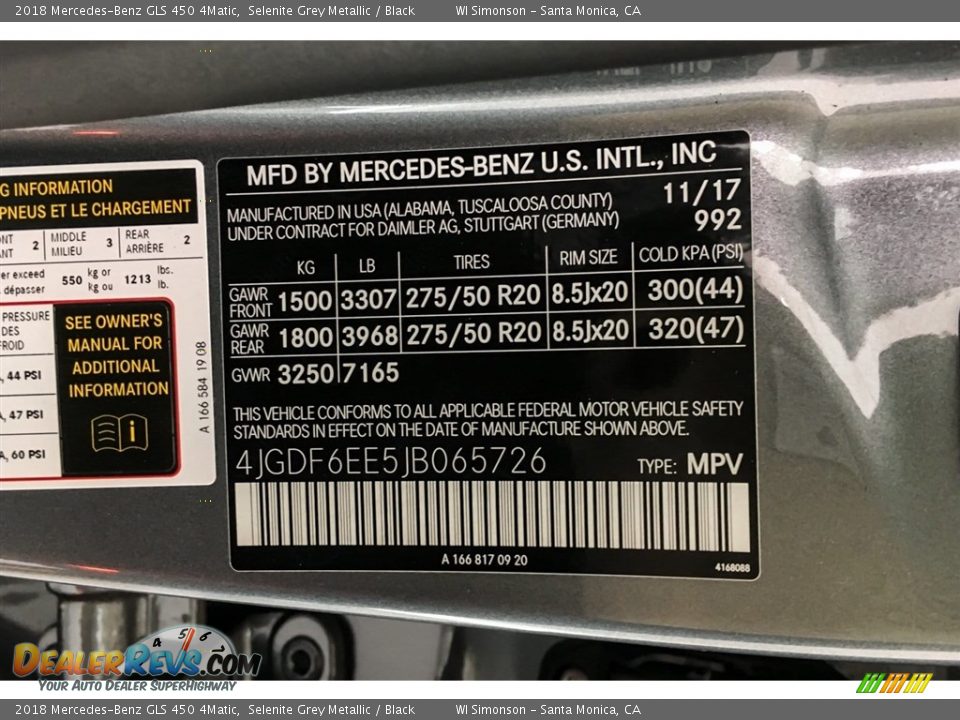 2018 Mercedes-Benz GLS 450 4Matic Selenite Grey Metallic / Black Photo #8