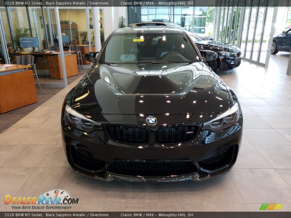 2018 BMW M3 Sedan Black Sapphire Metallic / Silverstone Photo #4
