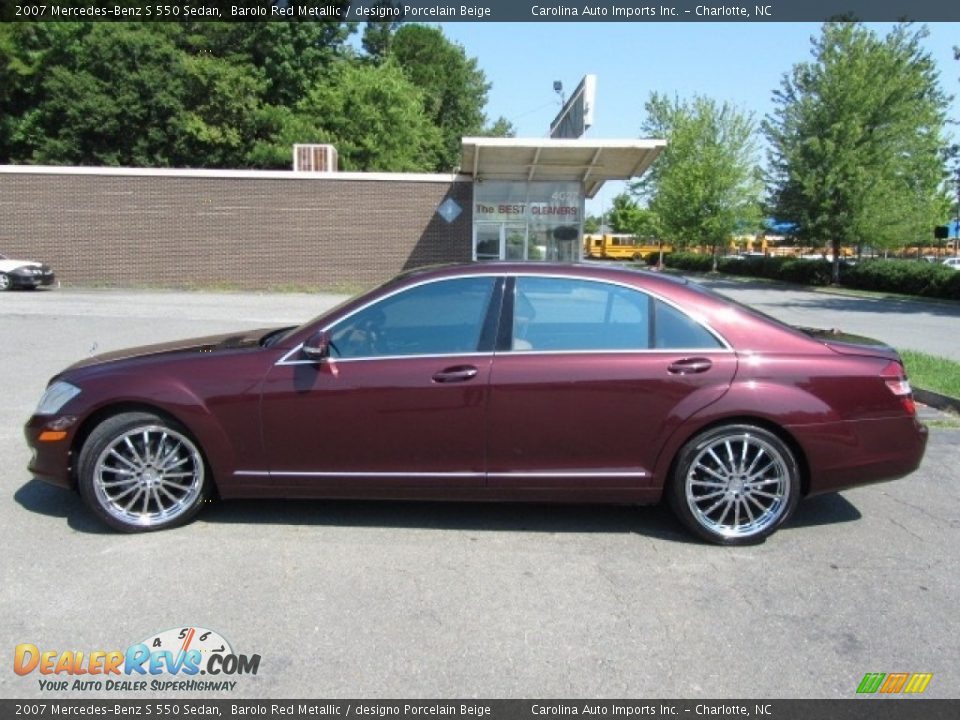 2007 Mercedes-Benz S 550 Sedan Barolo Red Metallic / designo Porcelain Beige Photo #7