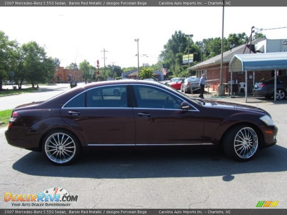 2007 Mercedes-Benz S 550 Sedan Barolo Red Metallic / designo Porcelain Beige Photo #11
