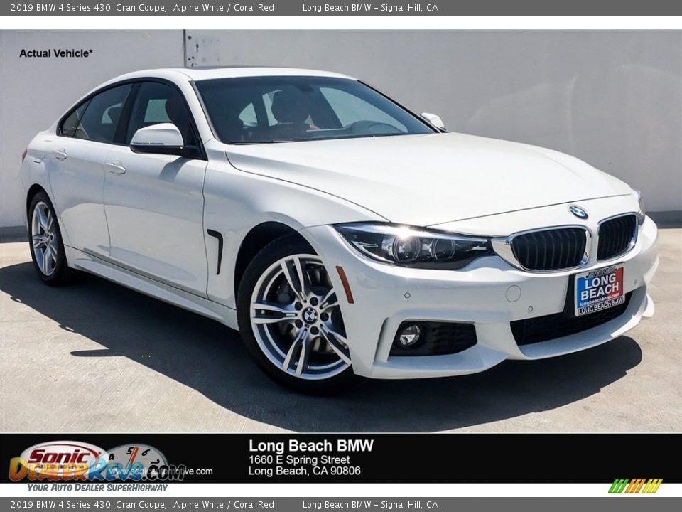 2019 BMW 4 Series 430i Gran Coupe Alpine White / Coral Red Photo #1