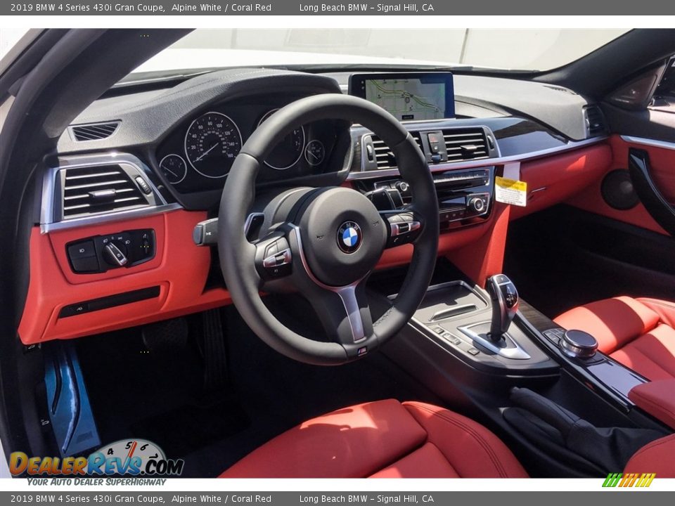 2019 BMW 4 Series 430i Gran Coupe Alpine White / Coral Red Photo #5