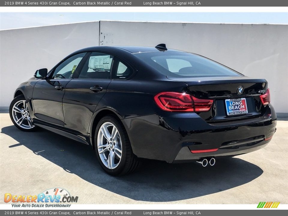 2019 BMW 4 Series 430i Gran Coupe Carbon Black Metallic / Coral Red Photo #3