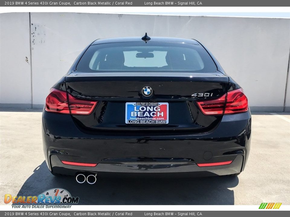 2019 BMW 4 Series 430i Gran Coupe Carbon Black Metallic / Coral Red Photo #4