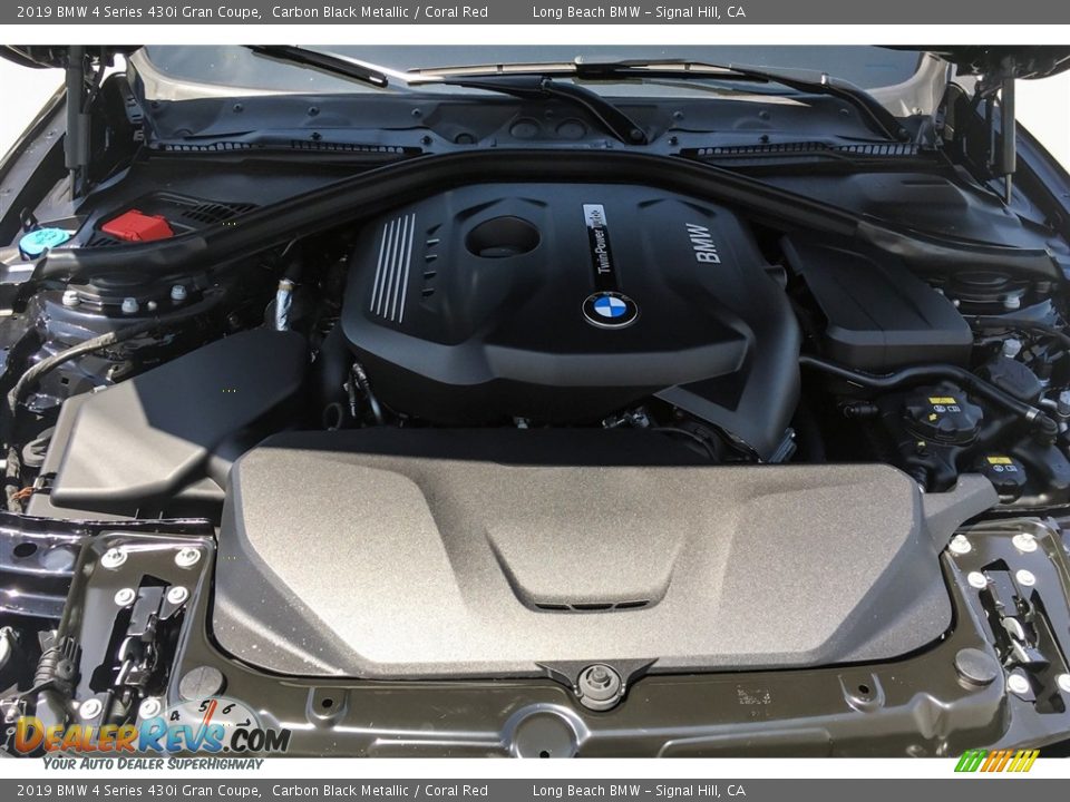 2019 BMW 4 Series 430i Gran Coupe Carbon Black Metallic / Coral Red Photo #8