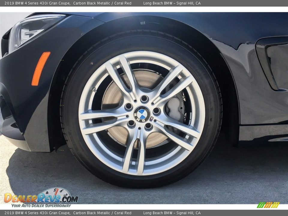 2019 BMW 4 Series 430i Gran Coupe Carbon Black Metallic / Coral Red Photo #9