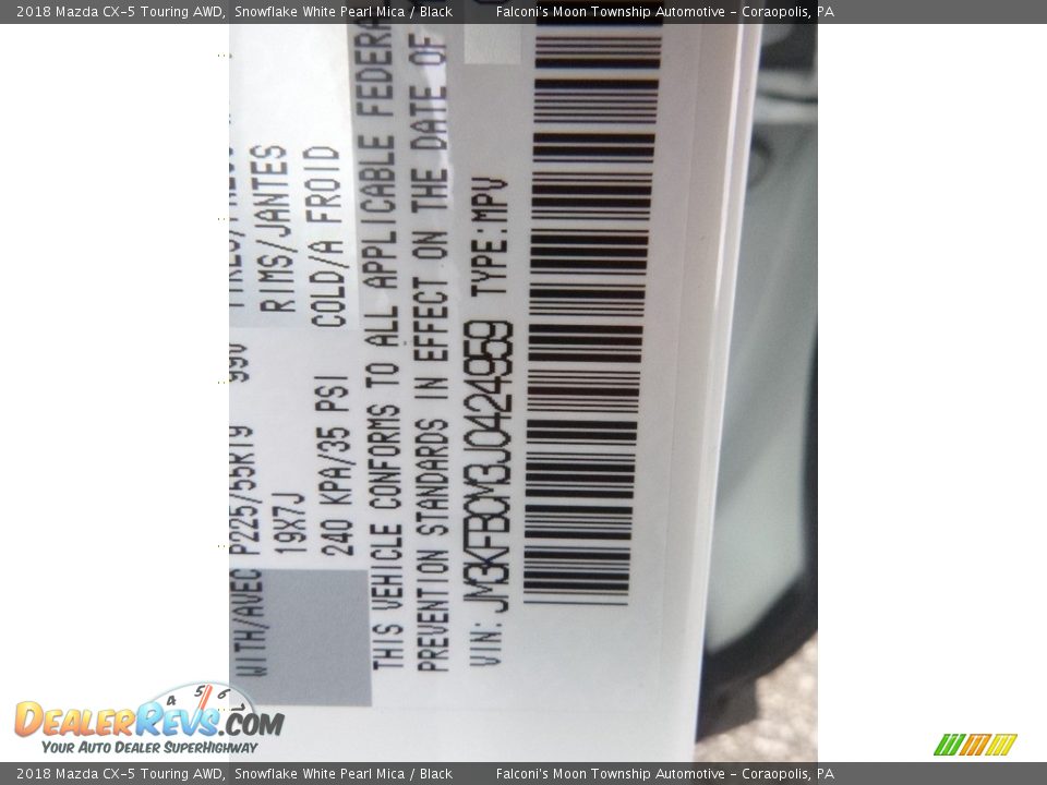 2018 Mazda CX-5 Touring AWD Snowflake White Pearl Mica / Black Photo #12
