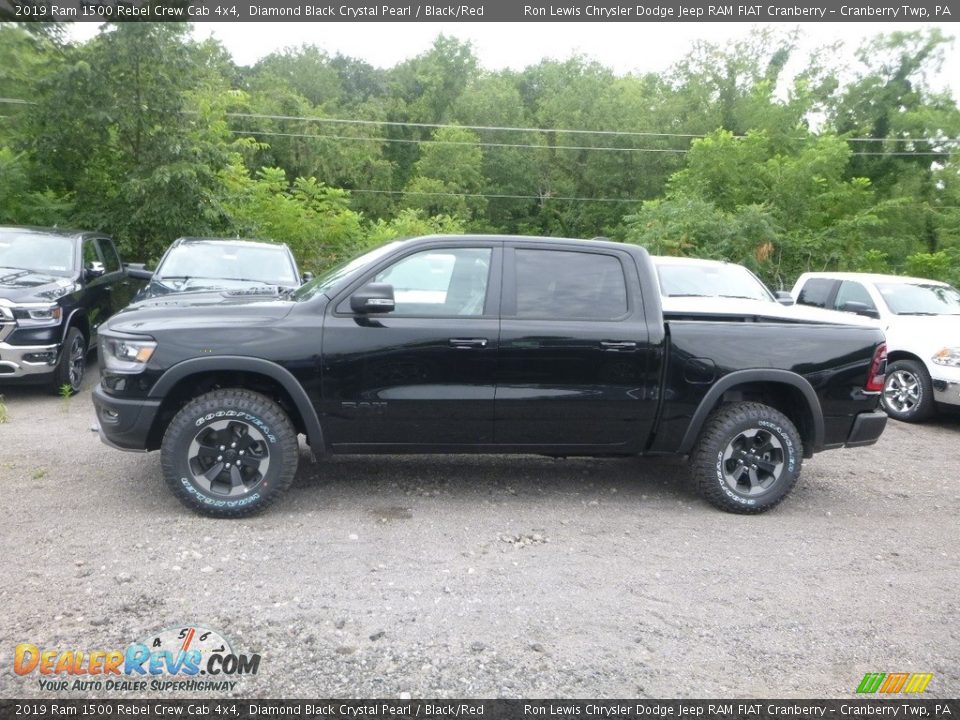 2019 Ram 1500 Rebel Crew Cab 4x4 Diamond Black Crystal Pearl / Black/Red Photo #2