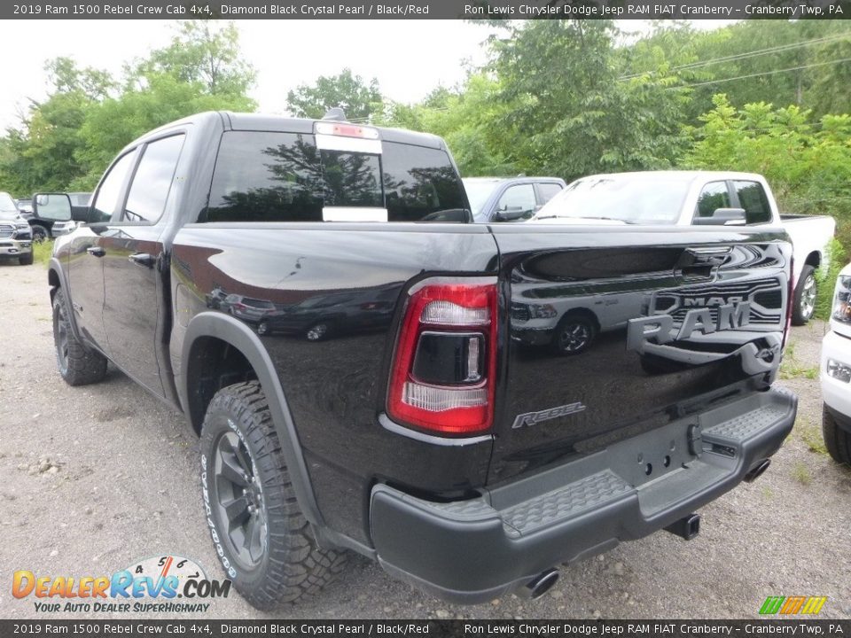 2019 Ram 1500 Rebel Crew Cab 4x4 Diamond Black Crystal Pearl / Black/Red Photo #3