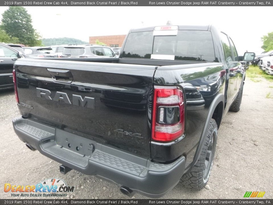 2019 Ram 1500 Rebel Crew Cab 4x4 Diamond Black Crystal Pearl / Black/Red Photo #5