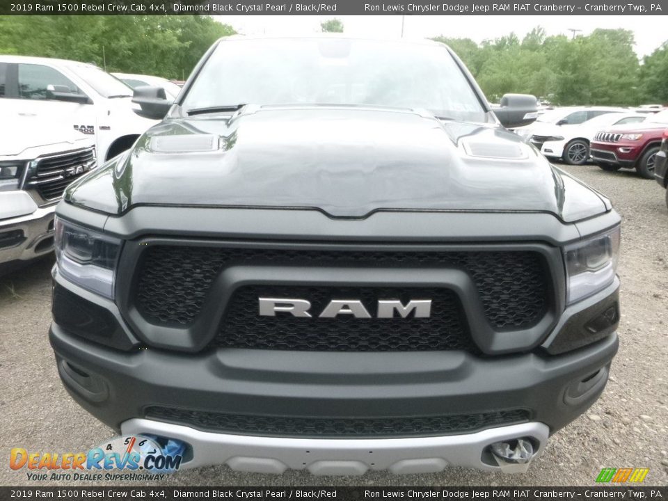 2019 Ram 1500 Rebel Crew Cab 4x4 Diamond Black Crystal Pearl / Black/Red Photo #7