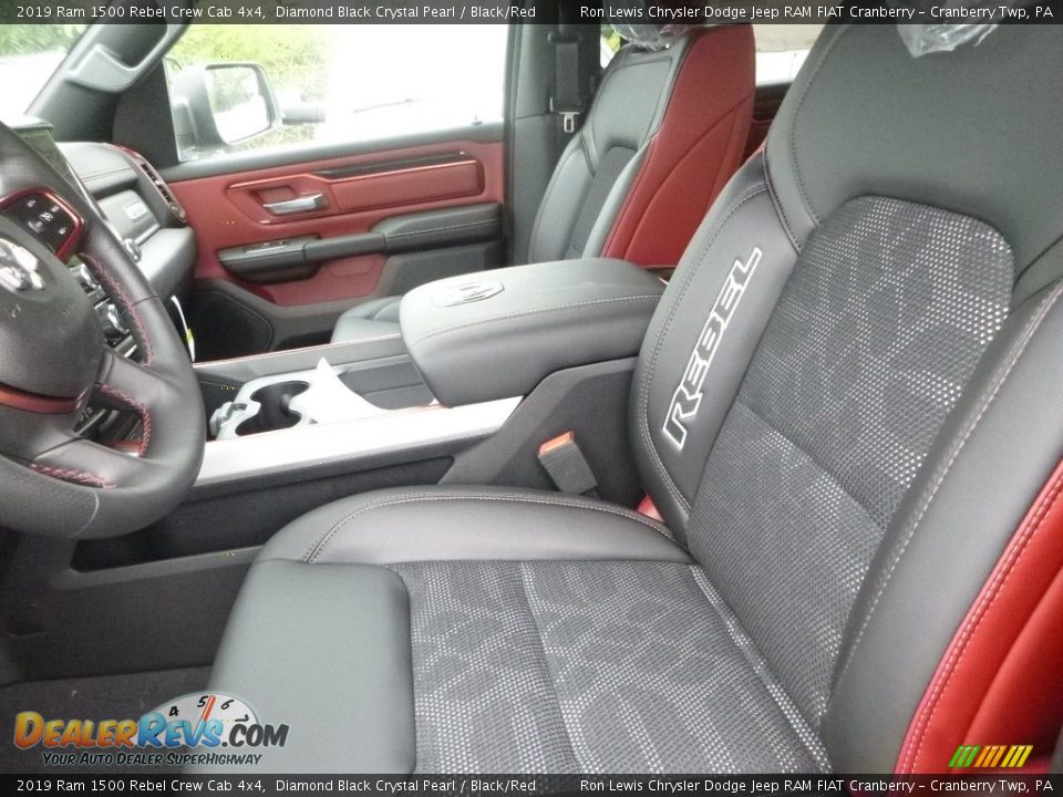 Black/Red Interior - 2019 Ram 1500 Rebel Crew Cab 4x4 Photo #14