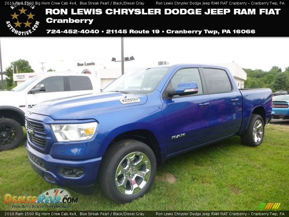 2019 Ram 1500 Big Horn Crew Cab 4x4 Blue Streak Pearl / Black/Diesel Gray Photo #1