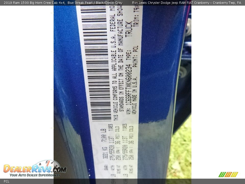 Ram Color Code PCL Blue Streak Pearl