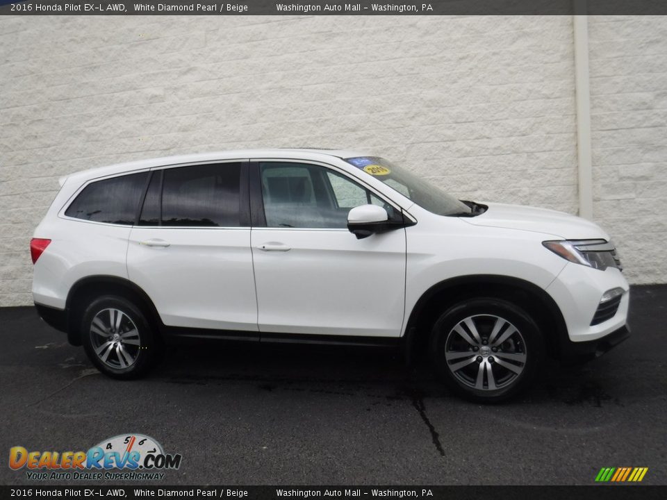 2016 Honda Pilot EX-L AWD White Diamond Pearl / Beige Photo #2