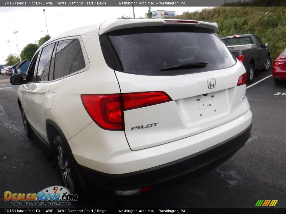 2016 Honda Pilot EX-L AWD White Diamond Pearl / Beige Photo #7