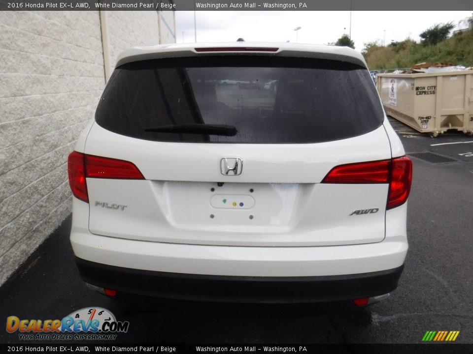 2016 Honda Pilot EX-L AWD White Diamond Pearl / Beige Photo #8