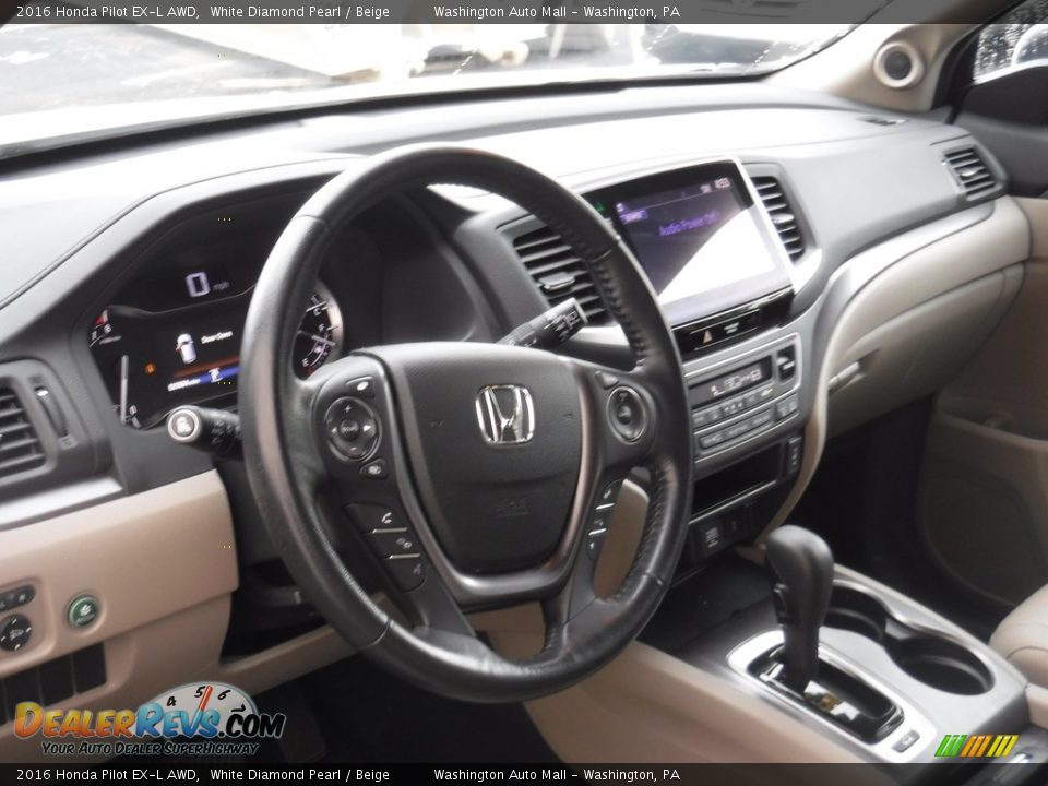 2016 Honda Pilot EX-L AWD White Diamond Pearl / Beige Photo #12