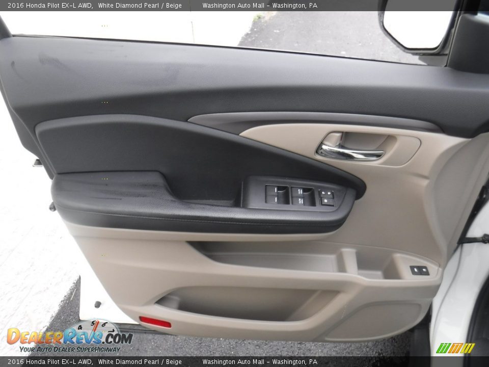 2016 Honda Pilot EX-L AWD White Diamond Pearl / Beige Photo #14