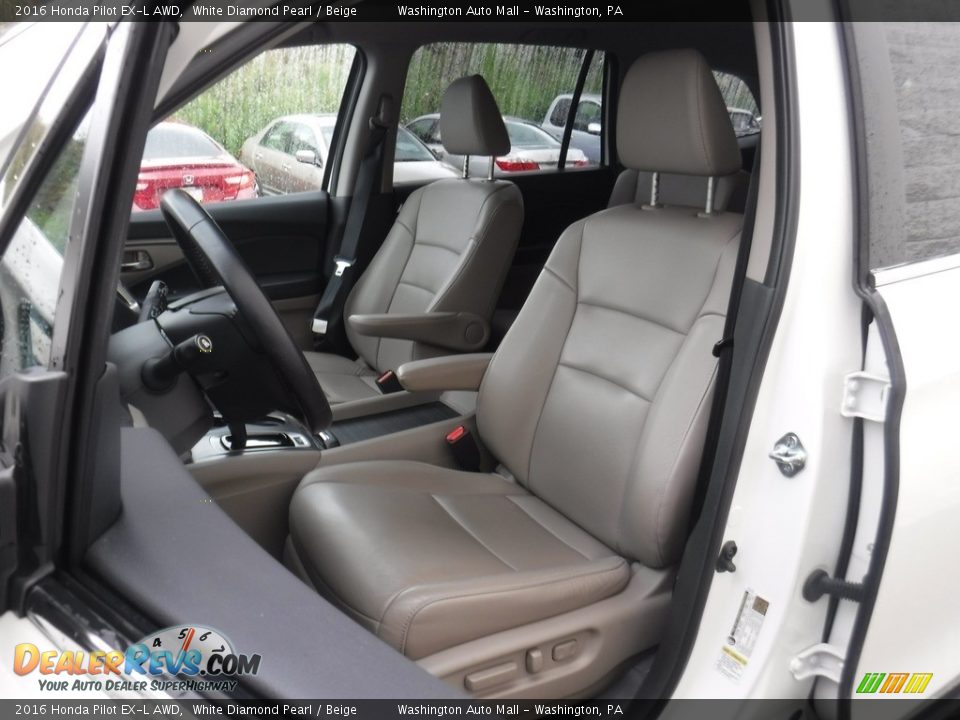2016 Honda Pilot EX-L AWD White Diamond Pearl / Beige Photo #15