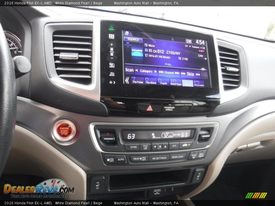 2016 Honda Pilot EX-L AWD White Diamond Pearl / Beige Photo #17