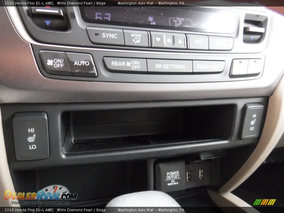2016 Honda Pilot EX-L AWD White Diamond Pearl / Beige Photo #20