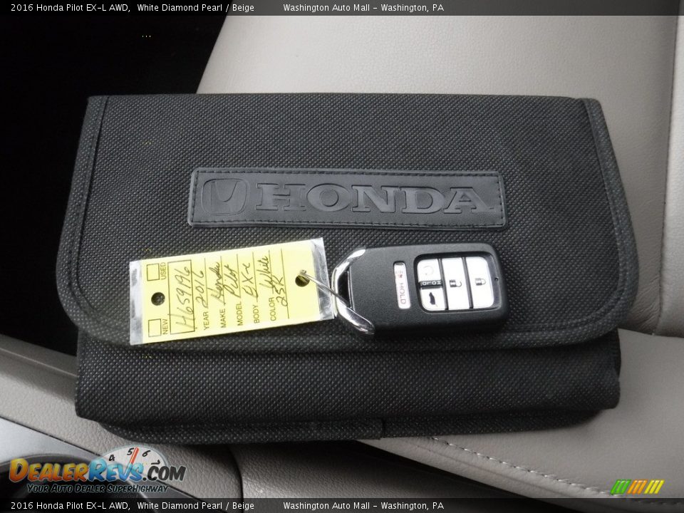 2016 Honda Pilot EX-L AWD White Diamond Pearl / Beige Photo #28