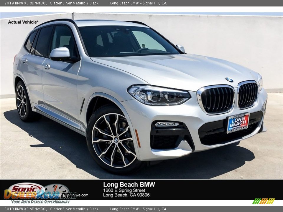 2019 BMW X3 sDrive30i Glacier Silver Metallic / Black Photo #1