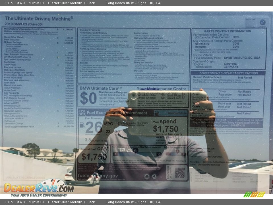 2019 BMW X3 sDrive30i Glacier Silver Metallic / Black Photo #10