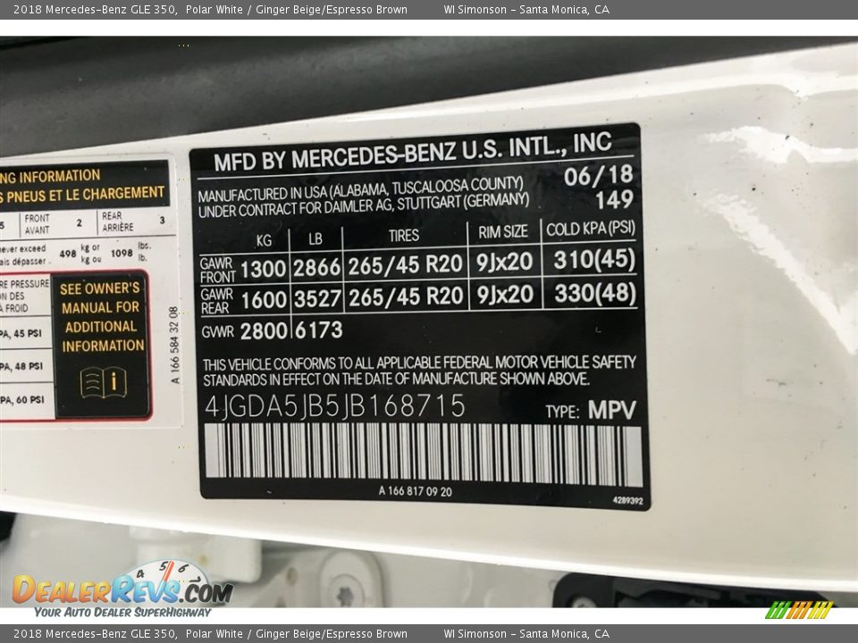 2018 Mercedes-Benz GLE 350 Polar White / Ginger Beige/Espresso Brown Photo #11