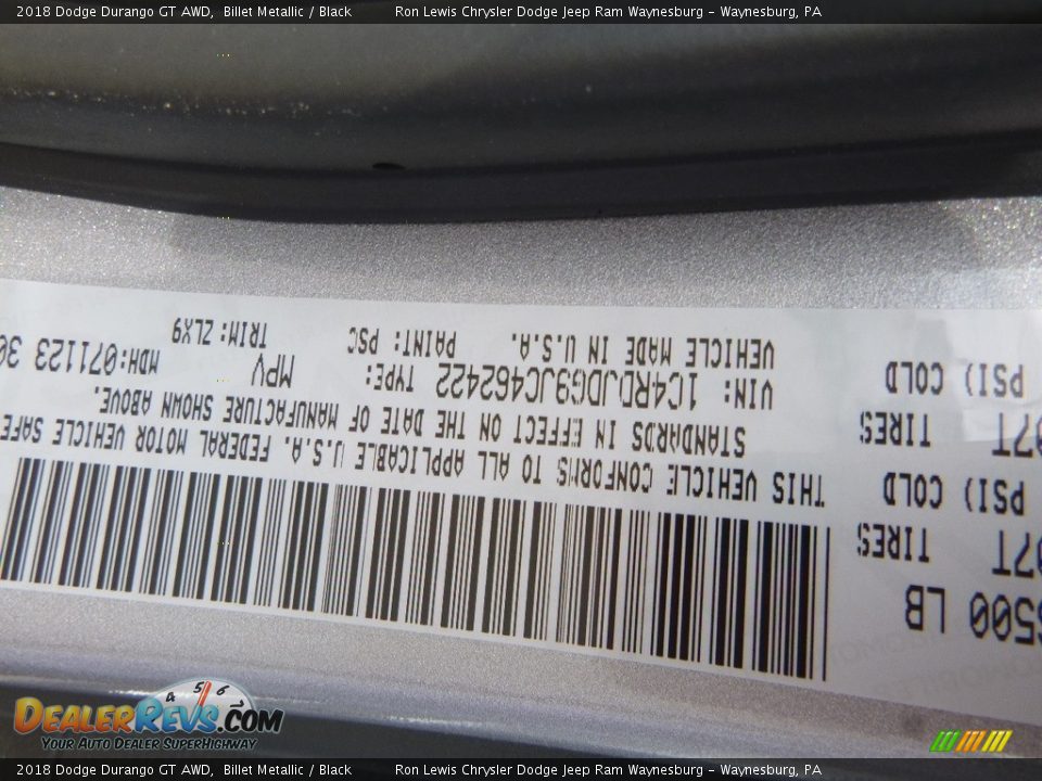 2018 Dodge Durango GT AWD Billet Metallic / Black Photo #15