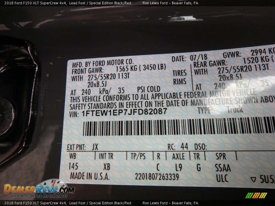 2018 Ford F150 XLT SuperCrew 4x4 Lead Foot / Special Edition Black/Red Photo #15